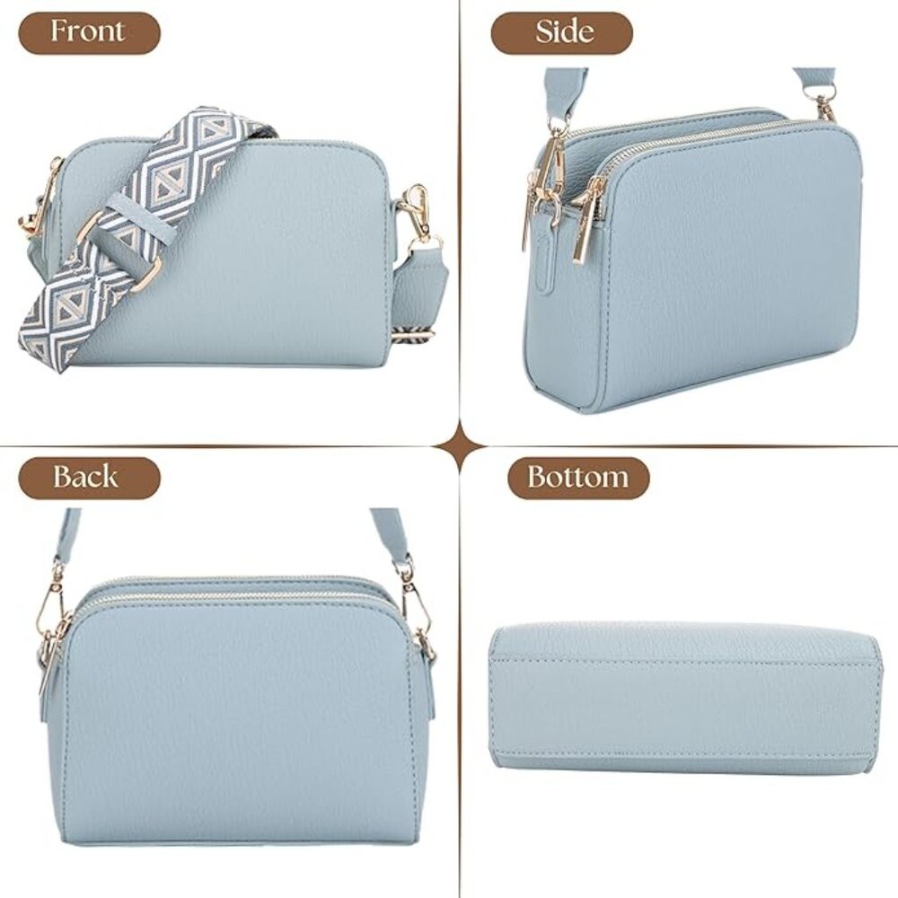 Mali + Lili Zahara Crossbody Bag | Dusty Blue | Vegan Leather | NWT - Picture 3 of 13